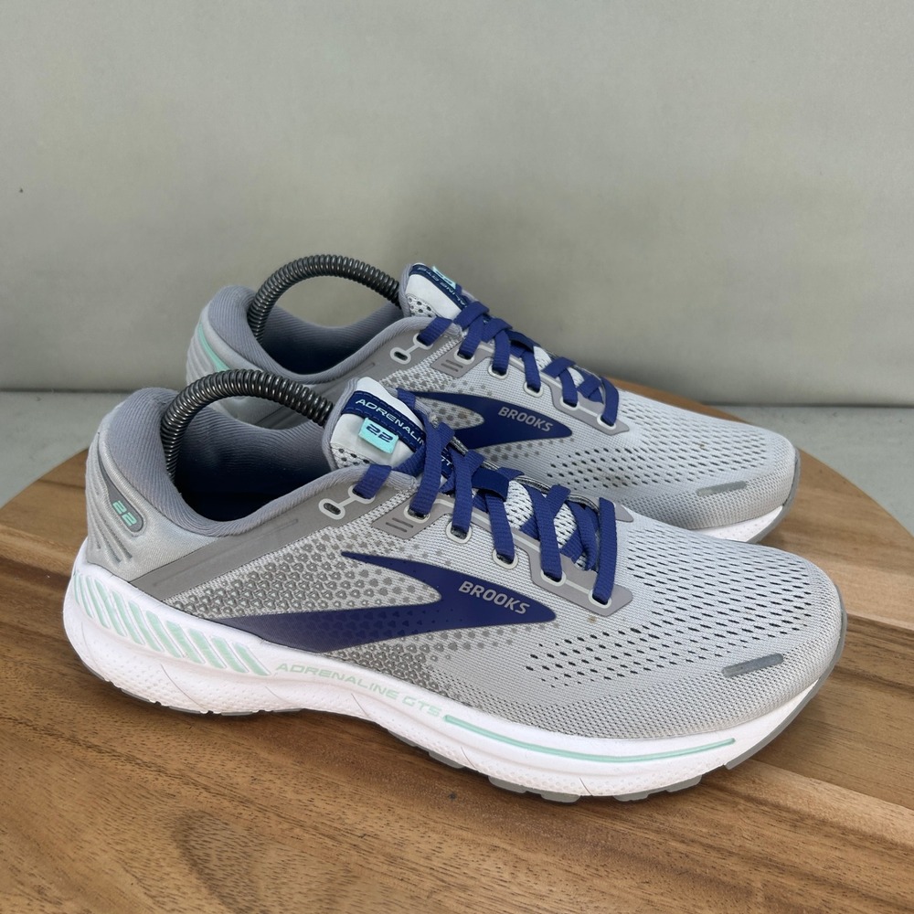 Brooks Adrenaline GTS 22 Womens Running Shoes Grey Blue 1203531B045 Size 9.5 B